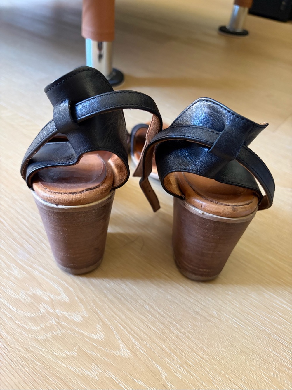 Women's Brown Leather Ankle-Strap Sandals - Picture 3 of 5